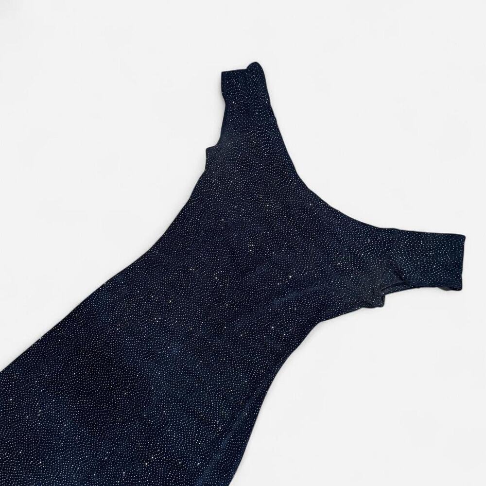 RARE Vintage Gunne Sax Navy Glitter Off Shoulder Maxi Gown Sz S - Picture 5 of 8